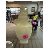 CARVED STONE CHINESE LIDDED COVERED VASE