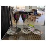 LOT OF MIXED METALWARE / WINE GLASSES