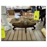 ANTIQUE CARVED SOAPSTONE DISH REPAIRED