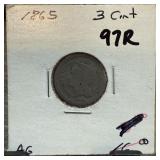1865  3 CENT NICKEL