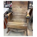 LARGE SLATTED ROCKING CHAIR W CUP HOLDERS