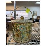 VINTAGE ENGLISH METAL HANDLED BIN W LID