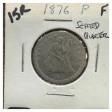 1876 SEATED LIBERTY SILVER QUARTER