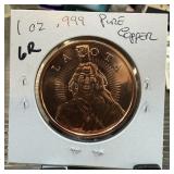 1 OZ .999 COPPER BULLION ROUND LAKOTA