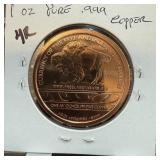 1 OZ .999 COPPER BULLION ROUND LAKOTA