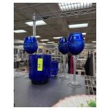LOT OF COBALT GLASS / WINE GLASSES