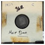 1829 SEATED LIBERTY SILVER HALF DIME