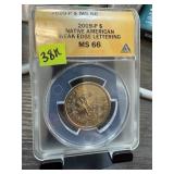 2009 MS66 ANACS NATIVE AMERICAN WEAK EDGE DOLLAR