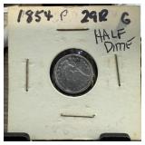 1854 SEATED LIBERTY SILVER HALF DIME