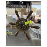 SHIPS WHEEL CLOCK AS IS