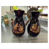 2PC CASTEL LIMOGES PORCELAIN BUD VASES