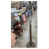 SILVER PLATED & WOOD ENGLISH FLOOR LAMP