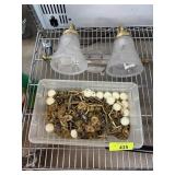 LOT OF VINTAGE DRAWER PULLS & LIGHT FIXTURE