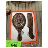 ENAMELED COMB MIRROR SET W CLOISONNE EGG