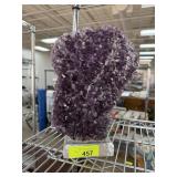 LARGE AMETHYST CRYSTAL SCULPTURE W LUCITE