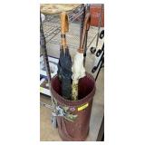 TOLE METAL UMBRELLA STAND & NEIMANS UMBRELLAS