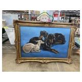 ORIGINAL OIL PASTEL PAINTING DACSCHUNDS