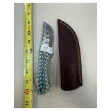 DAMASCUS STEEL FIXED BLADE KNIFE W SHEATH DAMASCUS STEEL FIXED BLADE KNIFE W SHEATH