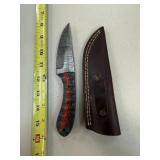 DAMASCUS STEEL FIXED BLADE KNIFE W SHEATH DAMASCUS STEEL FIXED BLADE KNIFE W SHEATH