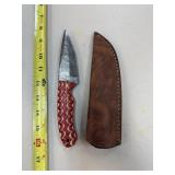 DAMASCUS STEEL FIXED BLADE KNIFE W SHEATH DAMASCUS STEEL FIXED BLADE KNIFE W SHEATH