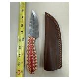 DAMASCUS STEEL FIXED BLADE KNIFE W SHEATH DAMASCUS STEEL FIXED BLADE KNIFE W SHEATH