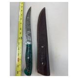DAMASCUS STEEL FIXED BLADE KNIFE W SHEATH DAMASCUS STEEL FIXED BLADE KNIFE W SHEATH