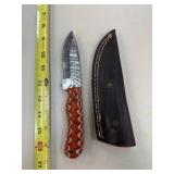 DAMASCUS STEEL FIXED BLADE KNIFE W SHEATH DAMASCUS STEEL FIXED BLADE KNIFE W SHEATH