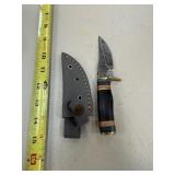 DAMASCUS STEEL FIXED BLADE KNIFE W SHEATH DAMASCUS STEEL FIXED BLADE KNIFE W SHEATH