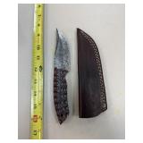 DAMASCUS STEEL FIXED BLADE KNIFE W SHEATH DAMASCUS STEEL FIXED BLADE KNIFE W SHEATH