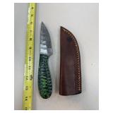 DAMASCUS STEEL FIXED BLADE KNIFE W SHEATH DAMASCUS STEEL FIXED BLADE KNIFE W SHEATH