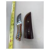 DAMASCUS STEEL FIXED BLADE KNIFE W SHEATH DAMASCUS STEEL FIXED BLADE KNIFE W SHEATH
