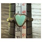 STERLING SILVER TURQUOISE HEART RING STERLING SILVER TURQUOISE HEART RING