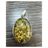 STERLING SILVER FAUX AMBER PENDANT STERLING SILVER FAUX AMBER PENDANT