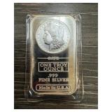 .999 SILVER BULLION BAR MORGAN HEAD .999 SILVER BULLION BAR MORGAN HEAD