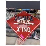 LARGE METAL SHINER WILD HARE X-ING SIGN
