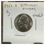 1951-S JEFFERSON NICKEL HIGH GRADE
