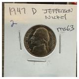 1947-D JEFFERSON NICKEL HIGH GRADE