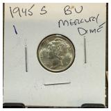 1945-S MERCURY SILVER DIME BU