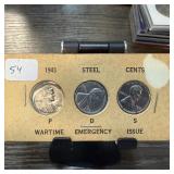1943 P,D,S STEEL WHEAT PENNIES CENTS
