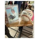 1970 TOPPS WILLIE MAYS SIGNED BASEBALL & CARD NOTE