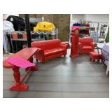 LOT OF VINTAGE RED DOLL HOUSE FURNITURE