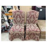 2PC RED & GOLD DINING CHAIRS
