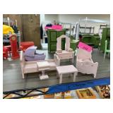 LOT OF LIGHT PINK DOLL FURNITURE