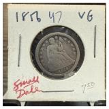 1856 SEATED LIBERTY SILVER DIME SMALL DATE