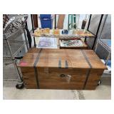 WOOD CHEST W CONTENTS LOTS OF TOYS