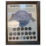 FRAMED WARTIME COINAGE SILVER WAR NICKELS