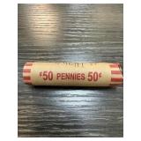 QTY 1 ROLL 50 WHEAT PENNIES CENTS