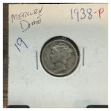 1938 MERCURY SILVER DIME