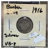 1916 BARBER SILVER DIME