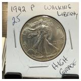 1942 WALKING LIBERTY SILVER HALF DOLLAR HIGH GRADE